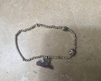 Sterling Silver Charm Bracelet with Wolf Head and Star Charm