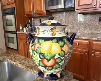  Ceramic Fruit Motif Urn