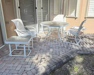 Tropitone White Metal and Glass Patio Dining Set