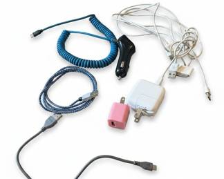 Assorted Electronic Charging Cables and Adapters