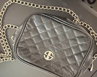 Quilted Crossbody Bag with Chain Strap and Logo Emblem