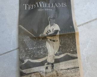 The Boston Globe Ted Williams Commemorative Front Page