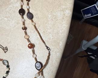 Beaded Necklace with Mixed Natural Stones and Crystals