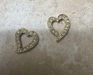 Gold Tone Pave Heart Charms