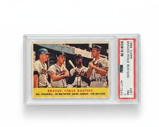 1958 Topps Braves 'Fence Busters' Baseball Card - Hank Aaron, Del Crandall, Ed Mathews, Joe Adcock