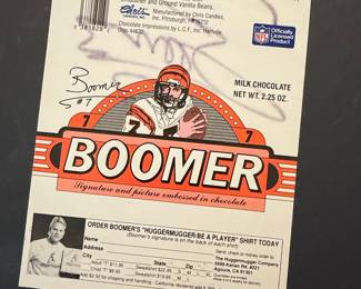 Boomer Esiason "HuggerMugger" Milk Chocolate Bar Wrapper ~ Signed on back, too