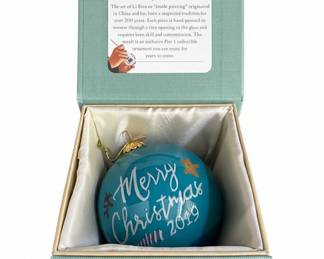 Li Bien by Pier 1 "Merry Christmas 2019" Hand-Painted Glass Ornament