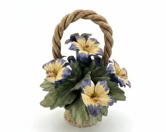 Vintage Capodimonte Porcelain Floral Basket
