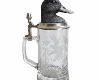 Artina SKS "Kaczka" (Duck) Pewter and Glass Beer Stein