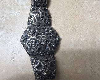 Vintage Mexican Sterling Silver Floral Filigree Bracelet