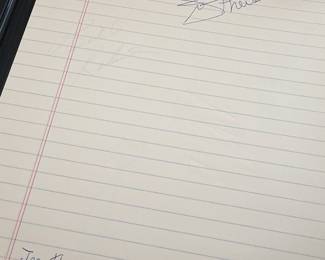 Joe Theismann Autographed Notebook Page