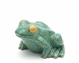 Ceramic Green Frog Figurine