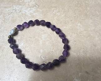 Amethyst and Howlite Beaded Stretch Bracelet