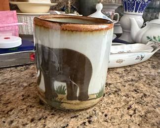 Hand-Painted Mexican Ceramic Mug with Elephant Design