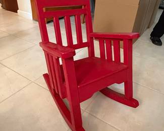 Child's Red Wooden Rocking Chair