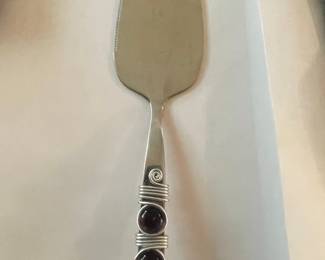 Sterling Silver and Amethyst Cake Server