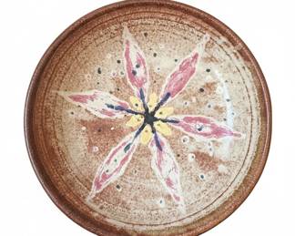 Studio Pottery Plate with Floral Design