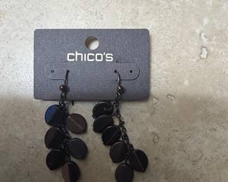 Chico's Oval Hematite Drop Earrings