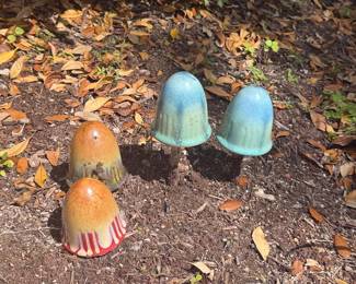Ceramic Mushroom Garden Ornaments - Set of 4