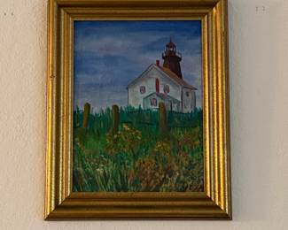 Lighthouse Painting Signed "C.E.Z.A."