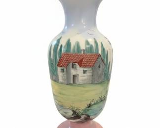 Hand-Painted Porcelain Vase with Landscape Scene