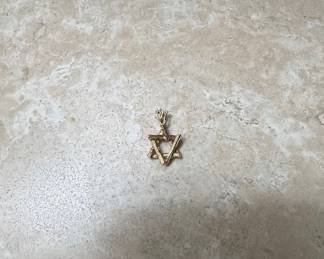 14k Yellow Gold Star of David Pendant