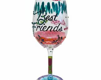 Hand-Painted "Best Friends" Wine Glass by Lolita