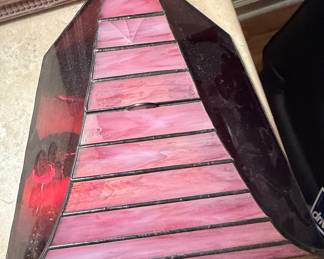 Vintage Stained Glass Pyramid Jewelry Box with Mirrored Interior