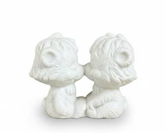 Pair of White Ceramic Dog Figurines