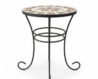 Mosaic Top Bistro Table with Wrought Iron Base
