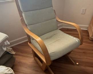 IKEA POÄNG Rocking Chair with Light Blue-Grey Upholstery