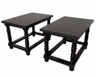 Pair of Dark Wood Bobbin Leg End Tables
