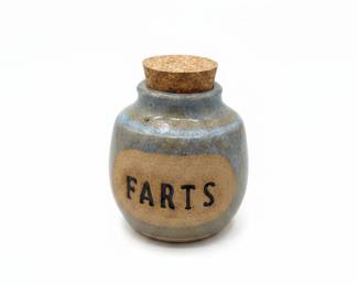 Tokheim Stoneware "Farts" Jar with Cork Stopper