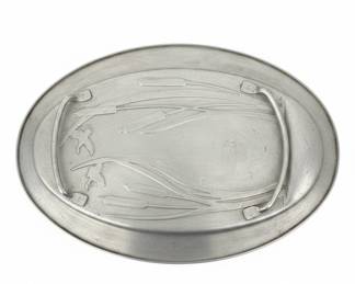 Vintage Aluminum Serving Platter with Duck and Reeds Motif