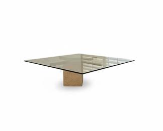 Travertine and Glass Coffee Table