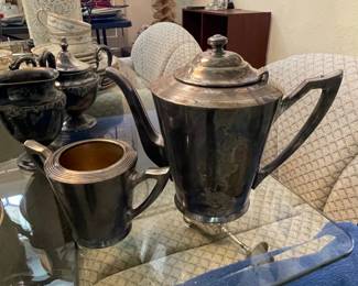 Sheffield Silver Plate Coffee Pot and Sugar Bowl
