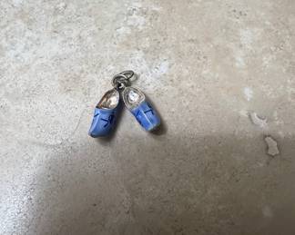 835 Silver Blue Enamel Dutch Clogs Charm