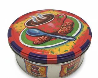 Vintage Tin Box with Hot Cocoa and Cookies Design