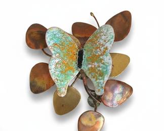 Mixed Metal and Enamel Butterfly Pin