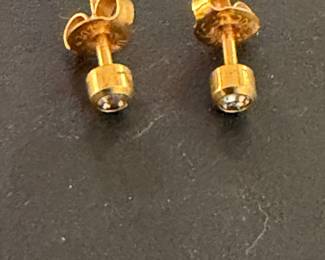 14k Gold Diamond Solitaire Stud Earrings