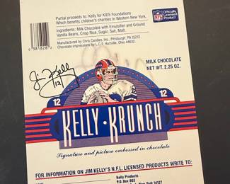 Jim Kelly "Kelly Krunch" Milk Chocolate Bar Wrapper - Signed on back, too 