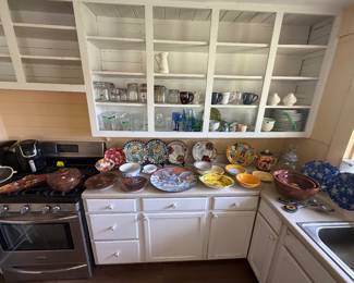 Decorative plates; various kitchen items