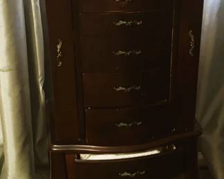 Vintage Dark Wood Jewelry Armoire
