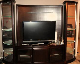 Dark Wood Entertainment Center, SHARP TV