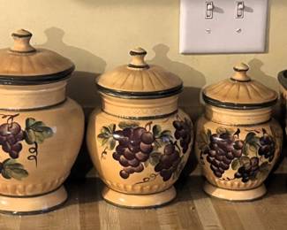 Vintage Casa Vero Tuscany Grape HandPainted Ceramic Canister Set