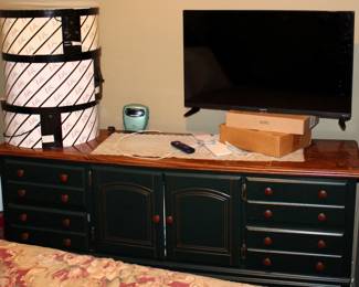 Dark Green Wood Dresser, Toshiba FlatScreen TV