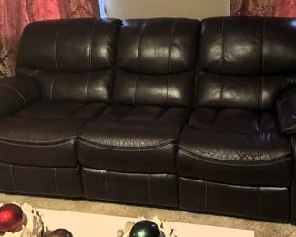 Brown Leather Reclining Sofa