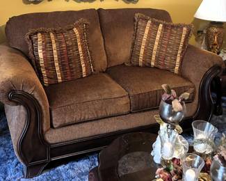 Brown Chenille Loveseat