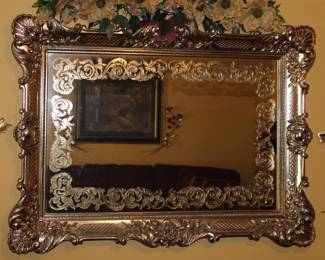 Ornate Rococo Style Wall Mirror with Carved Floral and Foliate Frame