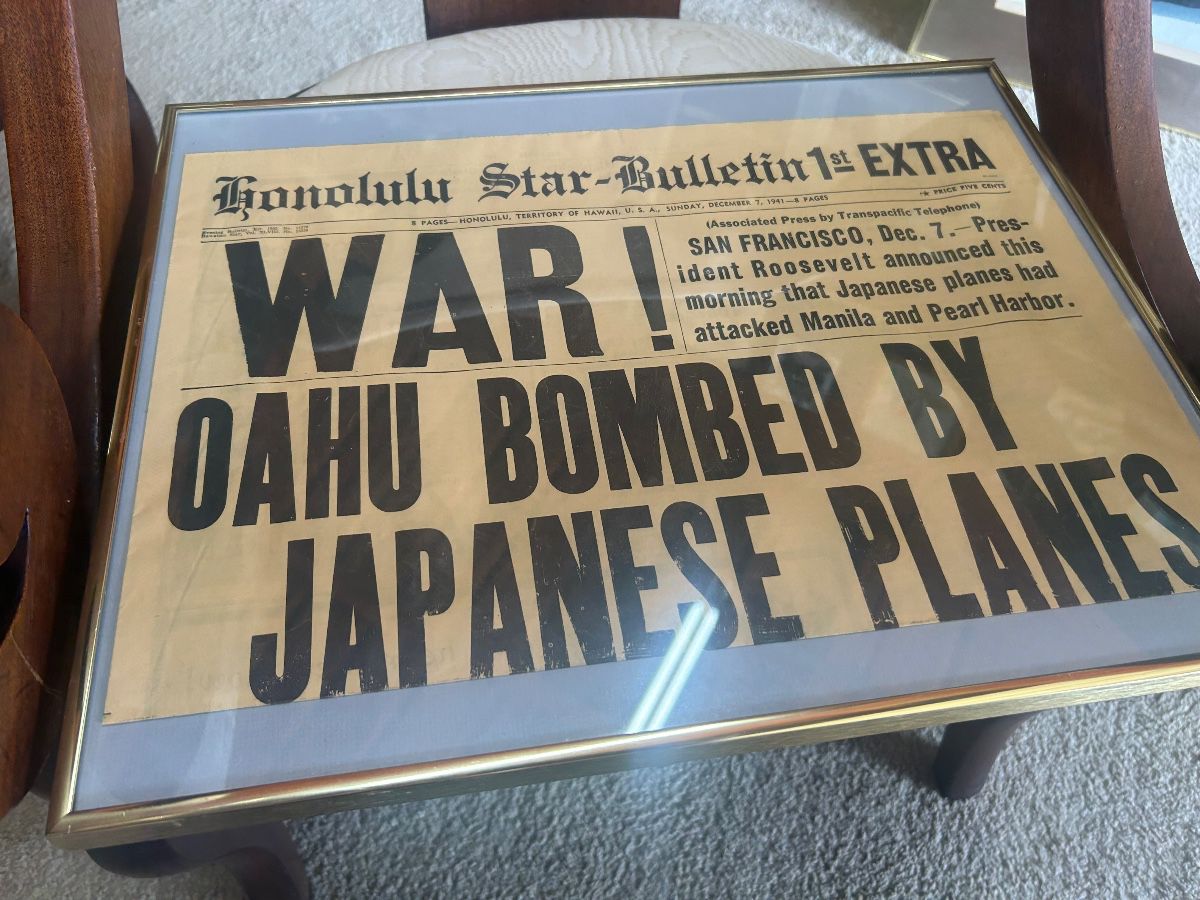 Rare December 7,1941 framed newspaper 